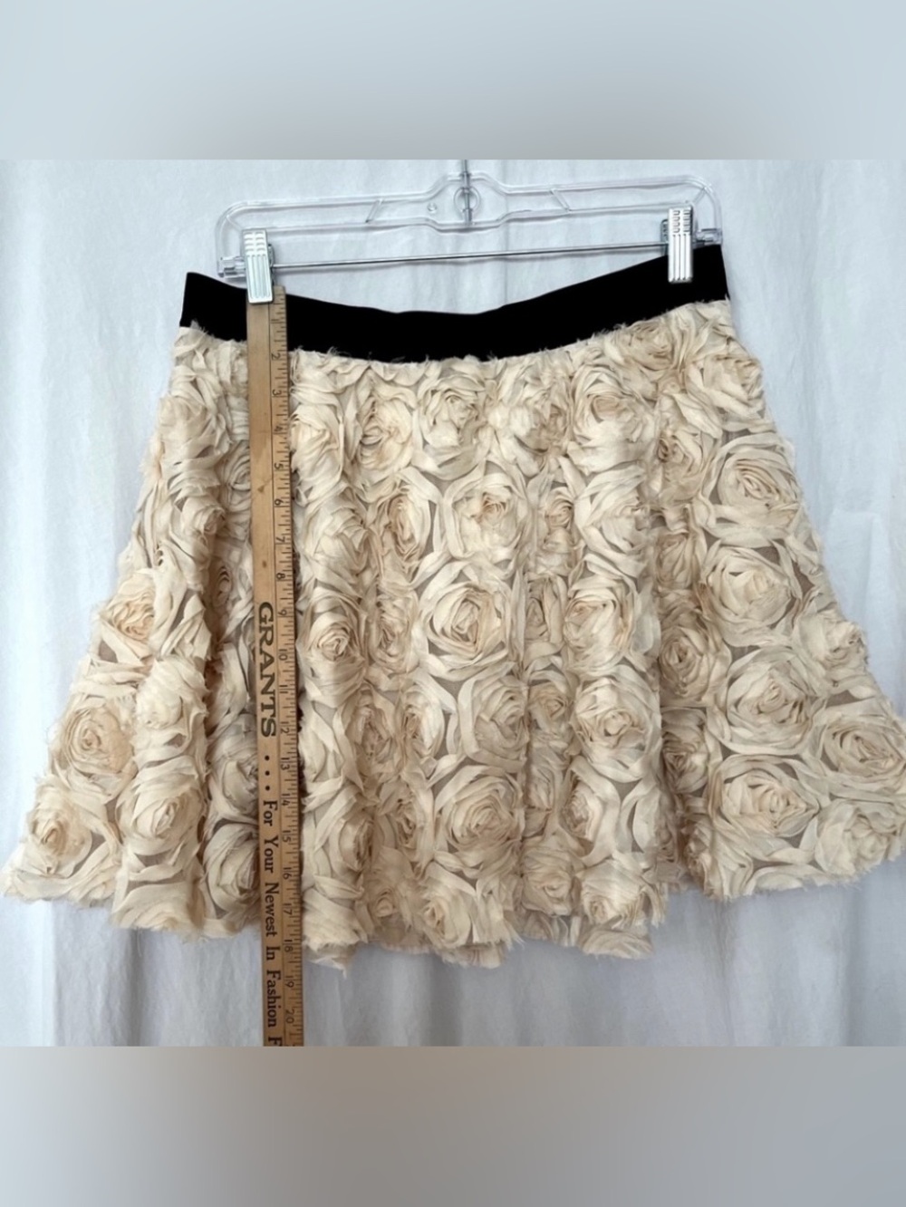 NWT roses Free People skirt stretch waist ivory cream